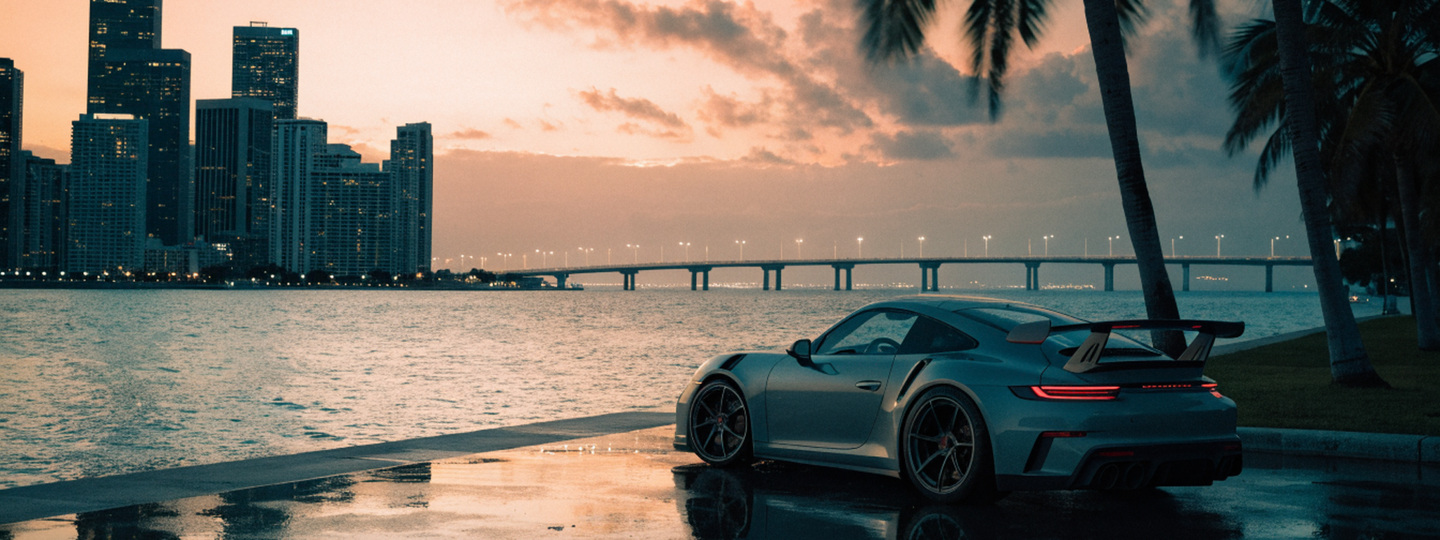 Porsche at dusk