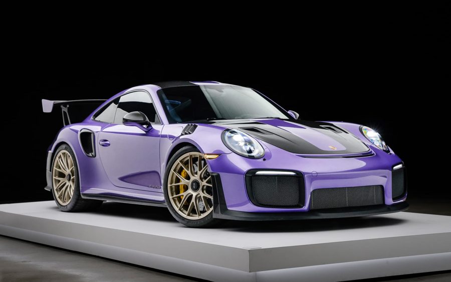593-Mile Viola Purple Metallic 2018 Porsche 911 GT2 RS Weissach at Bring a Trailer