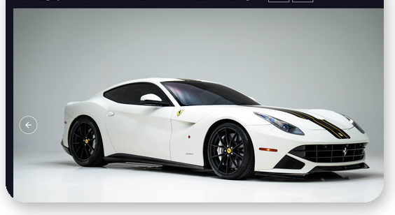 2013 Ferrari F12berlinetta in Bianca Avus with center stripe — sold $374,000 no reserve on duPont REGISTRY Live